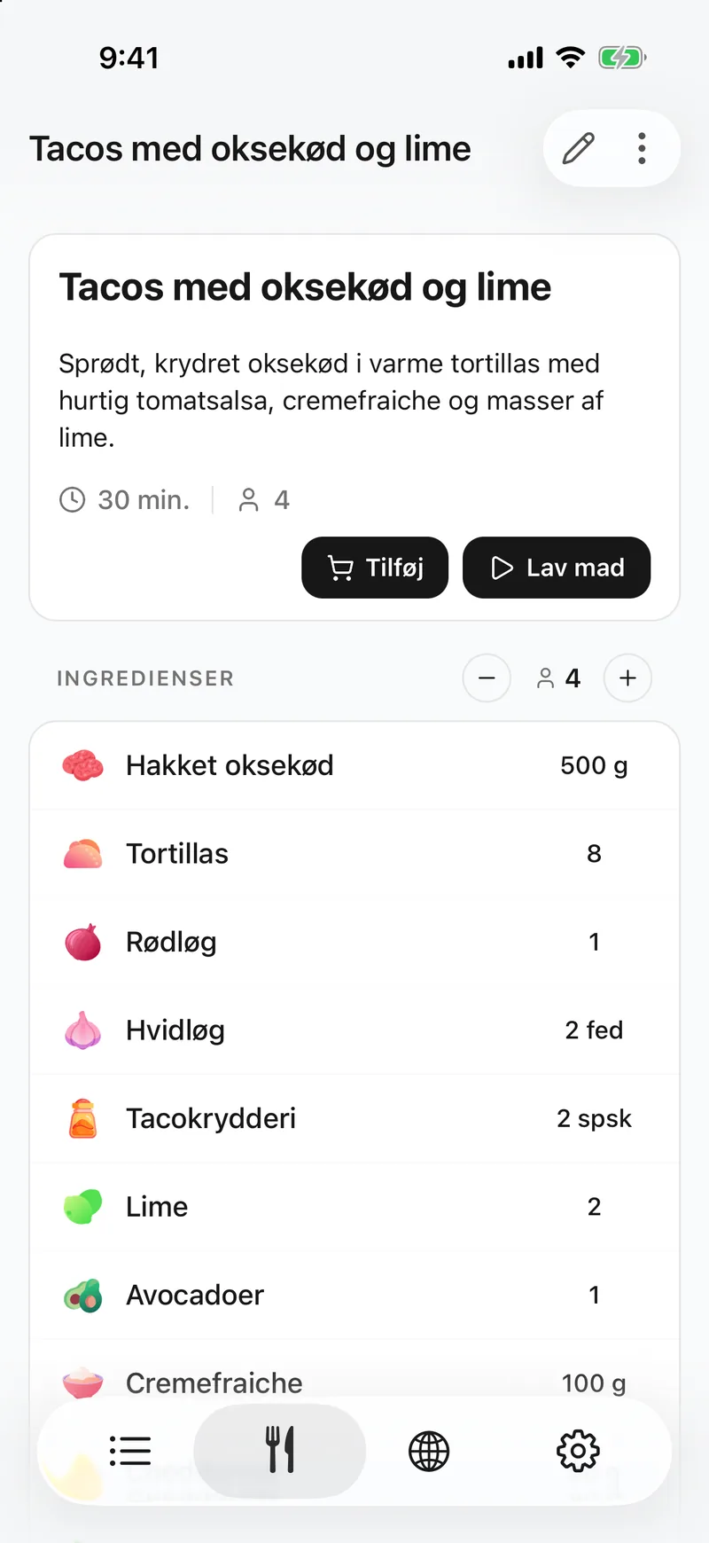 Siden bliver til en opskrift
