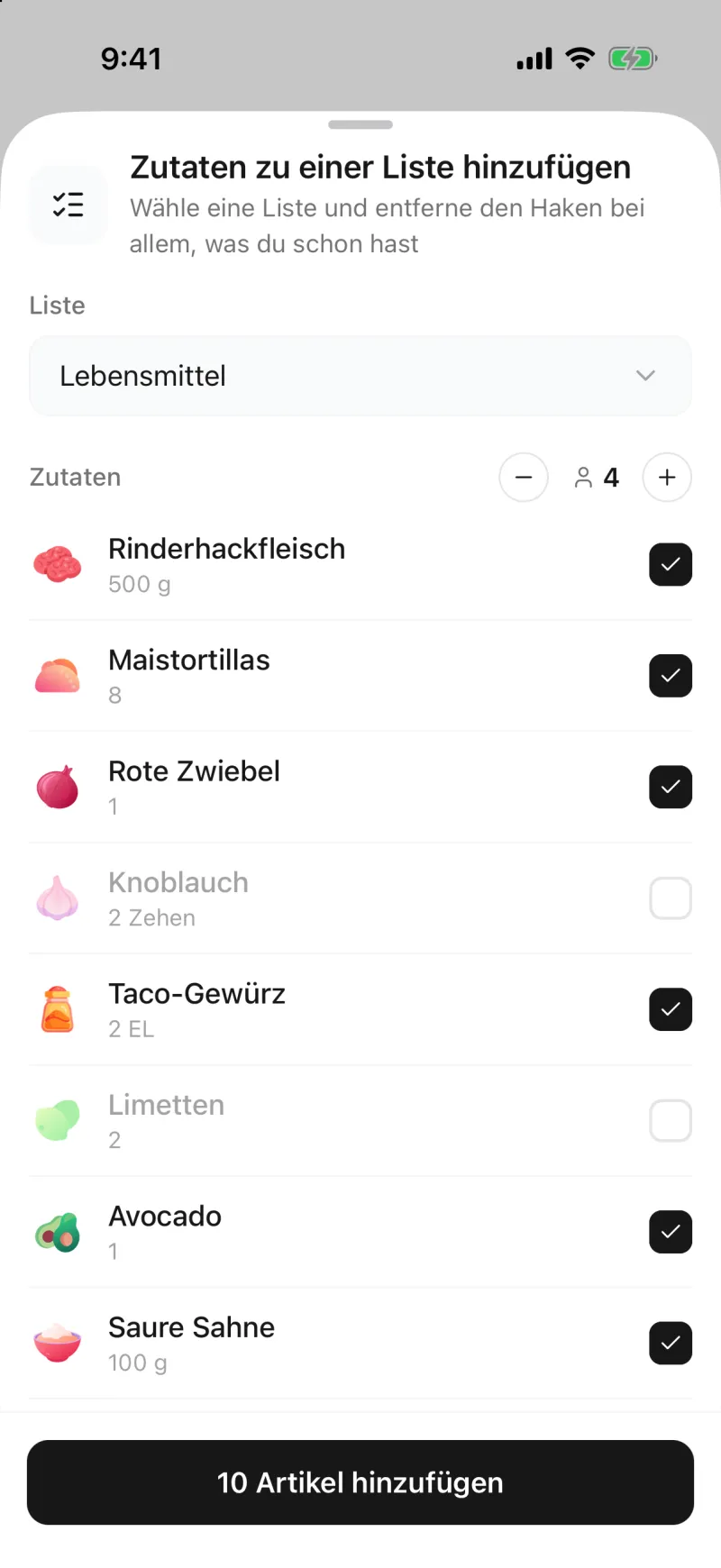 Auswählen, was du brauchst
