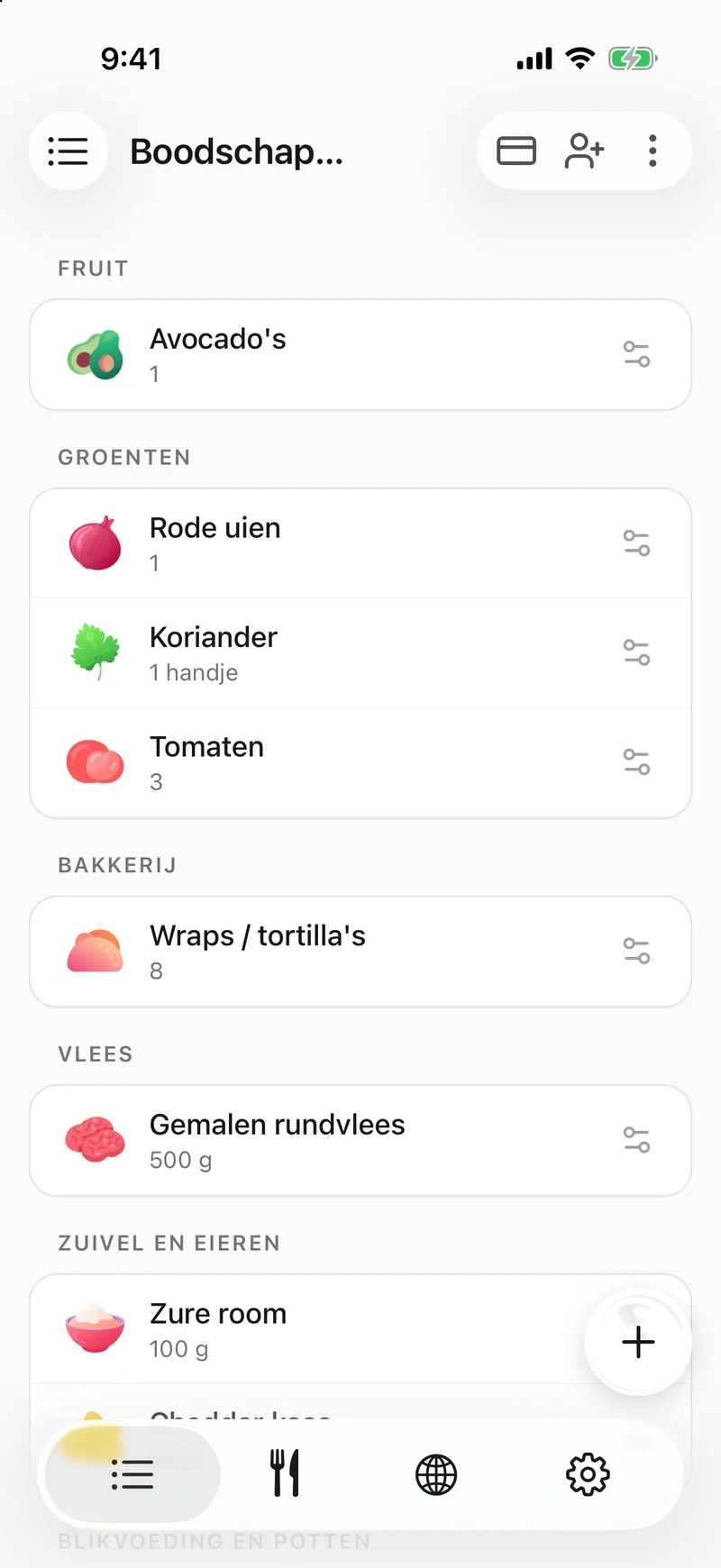 Het staat op de gedeelde lijst